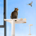 Keaber 44in Cat Scratching Post with Window Perch, Sisal Rope and Cozy Pad | Adjustable Scratching Post for Large Cats, for Climbing Bird Watching Sleeping, Spring Feeding Toy, Washable Cushion