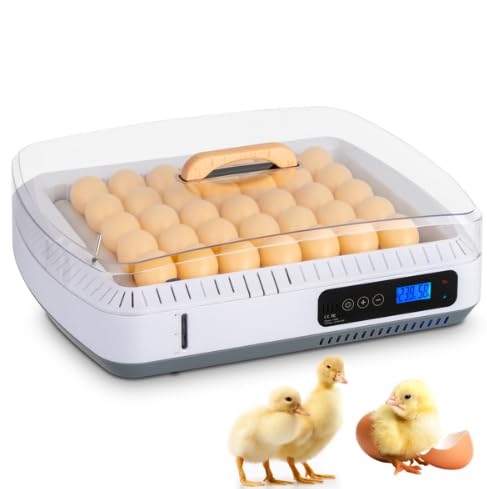 35 Egg Incubator with Automatic Egg Turning, Digital Temperature and Humidity Control, Water Alarm for Hatching Chickens, Ducks, Geese, Birds, Quail