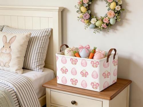 Rectangular Bow Easter basket,Easter basket empty,Storage Basket for baby Bedroom,Toy Gift Organizerm,Kids Storage Bin,Gift baskets,Easters Home Decor(Bow egg) - color: Bow egg