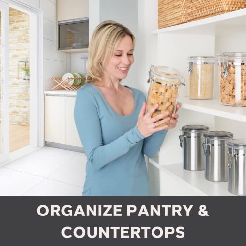 Oggi Large Clear Canister with Clamp Lid, 72 oz - Large Airtight Food Storage Container, for Kitchen & Pantry Storage of Bulk, Dry Foods, Pasta, Flour, Sugar, Coffee, Rice, Tea, Spices & Herbs - size: 72-Fluid Ounce