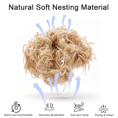 Natural Bird Nesting Materials, 4 Kinds Mixed Fibers (Jute, Hemp, Cotton, Grass), Professional Ratio Safe Nesting Pads for Budgies, Parrots, Finches, Canaries & Other Small Birds (100g/3.5oz) - style: 100g Natural Bird Nesting Materials