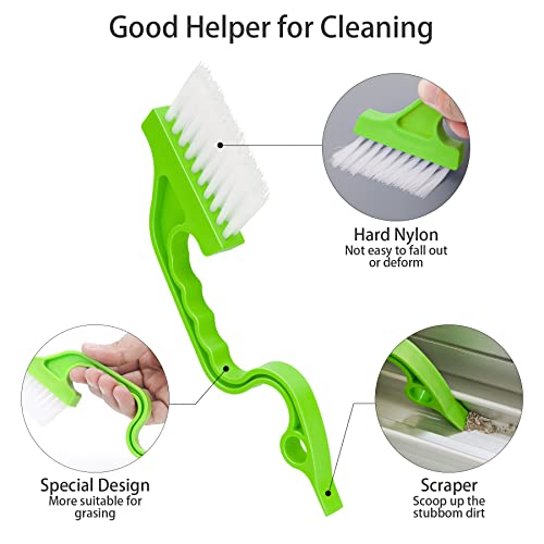 Window Track & Gap Cleaning Brush Set, 5 Pack Crevice and Groove Cleaner with 2 in 1 Brush and Mini Dustpan for Door Gaps, Blinds, Sliding Tracks and Kitchen Corners