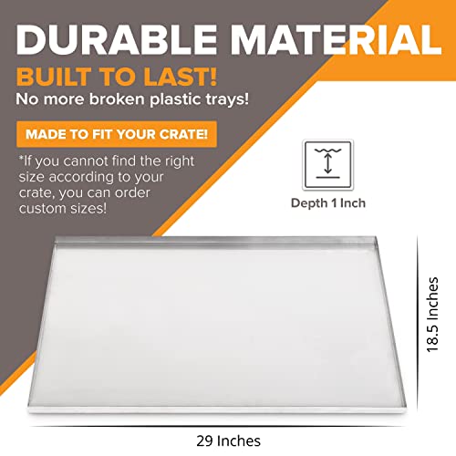 Pinnacle Systems (Galvanized, 29" L X 18.5" W X 1") Metal Replacement Dog Crate Pan Chew Proof Crack Proof Pet Kennel Tray Central Dog Crate Pan Pet Supplies - size: 29"L x 18.5"W x 1"H
