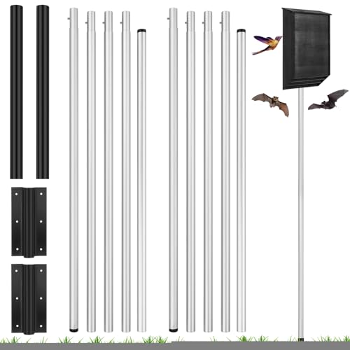 Yaocom 2 Pack 15 ft Telescoping Purple Martin Bird House Bat House Pole with Ground Socket for Outdoor