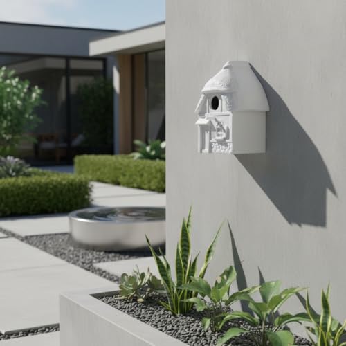 Bird House for Outside Clearance, Bird House for Outside, Composite Material Wren House, Water Proof Wall Tree Window Multi-moutable for Viewing Inside,, 10 Years Performance, White 1.25" Hole - color: White