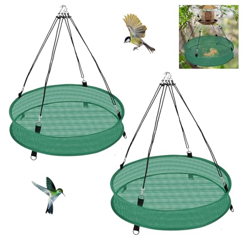 2Pcs Bird Seed Catcher Tray for Hanging Bird Feeder Platform, 4" Deep Birdseed Hoop for Hummingbird Feeders Bee Feeder Outdoor Garden Accessories (Green, 20inch)