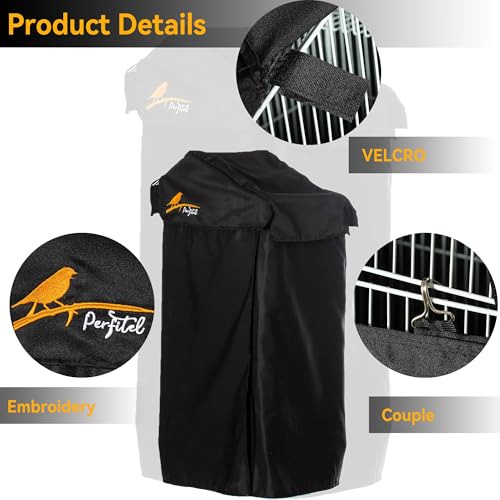Small Black Good Night Blackout Bird Cage Cover(18 x 14 x 40inch) | Durable Breathable Washable Material, for Birdcage with Roof Top, Create Quiet Environmente, Cage is not Included - size: 18"L x 14"W x 40"H