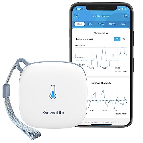 GoveeLife WiFi Thermometer Hygrometer H5179 with App Notification Alert | Humidity temperature sensor, portable. Wireless remote monitor greenhouse, incubator, wine cellar with 2-yr data