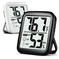 2 Pack Room Thermometer Indoor Hygrometer | Monitor Temperature & Humidity, Accurate, Fast Read, Easy To View, Magnetic/Kickstand/Hanging, ℉/℃, w/ Battery, Compact - color: 2 Pcs* Black & White