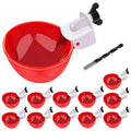 Chicken Waterer Cups, 12 Packs Red Large Automatic Chicken Water Cups | Chicken Watering Cups, Tee Fittings Poultry Feeder Cups Suitable for Chicken, Duck, Turkey with Mounting Hole Opener