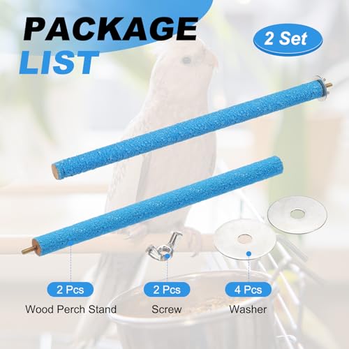 Bird Perch Stand, Colorful Paw Grinding Stick, Wood Rough-surfaced Perch Parrot Stand 30 x 2 Cm, (Blue, 2 Pcs), Intended for Home/Animal Parks/Pet Stores - color: Blue, size: 30 x 2 cm / 11.81 x 0.71 inch