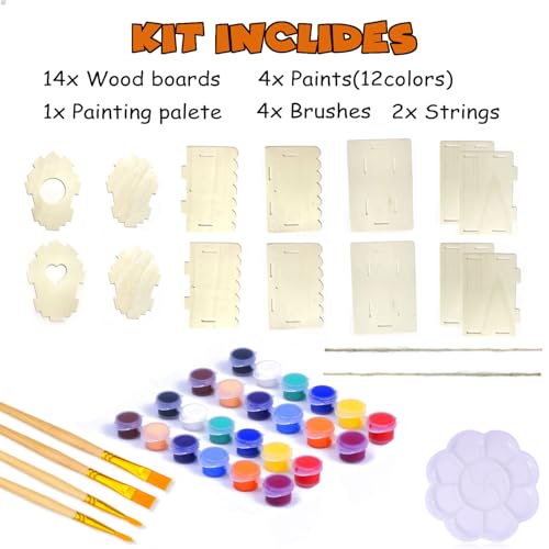 hapray 2 Pack Bird House Kits for Kids, DIY Birdhouse Kit Build and Paint - color: 2 Pack Bird House