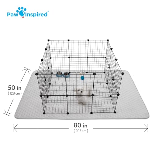 Paw Inspired 80x50 Inch Playpen Mat, Fleece Cage Liner, Light Gray | Super Absorbent, Waterproof Non-Slip Bottom, Play Pen Pad for Dogs, Rabbits, Guinea Pigs, Hamsters, Small Animals, Pets - color: Light Gray