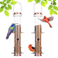 Metal Bird Feeder Tube Hanging Wild Bird Seed Feeder Aluminum Six Port Bird Feeders,1.4 mm Extra Thick Solid Tube Transparent with Steel Hanger Great for Attracting Birds (Antique Copper 2PK) - color: Antique Copper 2PK