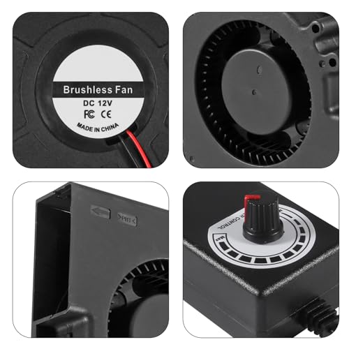 UMLIFE 1 Set PC Fans 120mm (120mm x 32mm) with Variable Speed Controller 3V to 12V, Axial Computer Fan with AC Plug 110V 120V 220V, Vent Fan for PC Cooler Biltong Box Cabinet Receiver Xbox DVR
