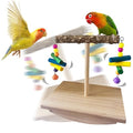 XL Bird Perch Budgie Toy Interactive Spinning Parakeet Perch with Two Hanging Accessories, Wooden Swing Parrot Perch Stand Enrichment Bird Supplies for Cockatiel, Budgie, Conure, Lovebird