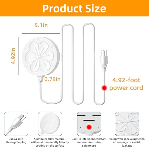 110W Bird Bath Heater for Outdoors in Winter–Submersible Pond Deicer,Cast Aluminum Thermostatic Chicken Water Heater,Power Cord 4.92 Ft/1.5M(White) - color: White
