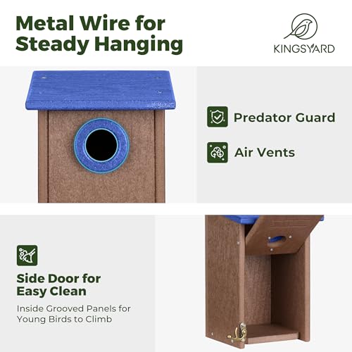 Kingsyard Recycled Plastic Bluebird House for Outdoor + Kingsyard Recycled Plastic Wren Bird House for Outdoors