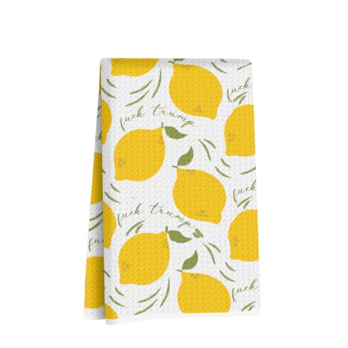 Jztco Funny Trump Kitchen Towel, Lemon Gifts Reusable Hand Towels-01 | Absorbent Microfiber Dish Cloth Tea Towels for Kitchen Home Decor, Anti Trump Gifts for Women 14x24 Inch - color: Multi 1607