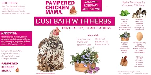 Pampered Chicken Mama Herbal Dust Bath for Chickens for Clean Feathers | Natural Poultry Supplies for Chicken Coops (20 pounds)