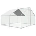 9.8x9.8x6.5ft Metal Chicken Coop, 2-Room Chicken Run with Cover | 2-room walk-in chicken run with galvanized steel frame, waterproof UV-resistant cover, lockable door, and PVC-coated mesh - color: 2-Unit Coop