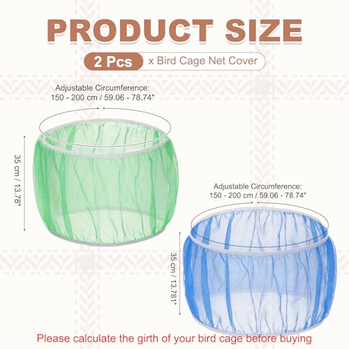 Bird Cage Seed Catcher, Bird Cage Net Cover Seeds Guard, Universal Birdcage Accessories, Blue/Green, Circumference 59.1"-78.7", Height 13.8" for Parrot Cockatiel Enclosures - color: Blue/Green, size: Circumference 59.1"-78.7", height 13.8"