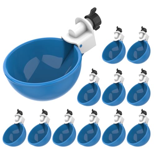 Lil Clucker - Blue Large Automatic Chicken Waterer Cups Suitable for Ducks, Geese, Turkeys, and Bunny Rabbit - Water Feeder Kit - Poultry Waterer - Pack of 12 - size: 12-Pack