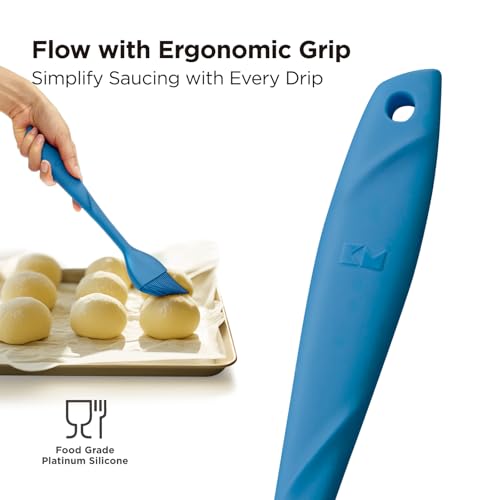 Kitchen Mama WaltzGrip Platinum Silicone Basting Pastry Brush, Blue | Heat-Resistant, For Cooking, Baking, Grilling, Spreading Oil or Butter, Dishwasher-Safe - color: Blue