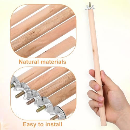 Kisangel Bird Cage Perches 5 Pack Natural Wood Parrot Perch Set with Built-in Bolts and Wing Nuts Claw Grinding Stand Toys for Parakeet Cockatiel Budgie Finch 11.81In Length