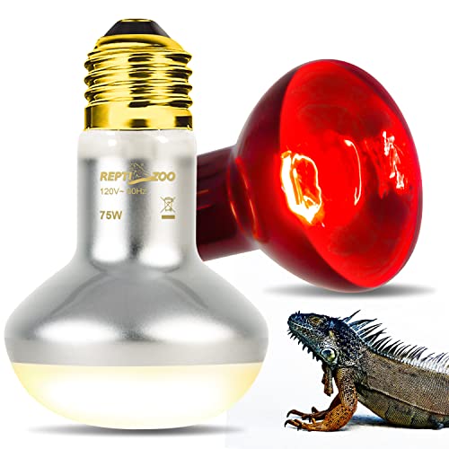 REPTI ZOO 75W Reptile Heat Lamp Bulb, 2PCS Day & Night Basking Spot Light Combo Pack Includes Infrared Heat Lamp and UVA Daylight Heating Lamp Basking Light - style: Day & Night Heat Lamp
