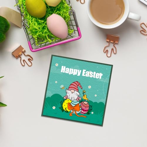 Estivaux Easter Bunny Gnomes Clear Stamps for Card Making and Journaling, Easter Eggs Rubber Stamps Flowers Elf Stamps for Scrapbooking DIY Cards Album Crafts