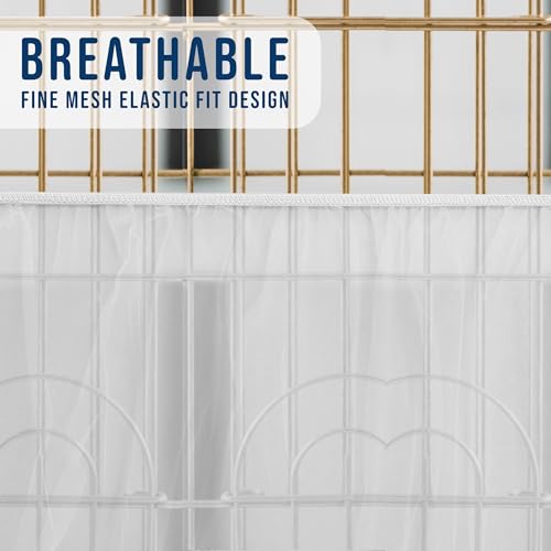 Universal Bird Cage Seed Catcher Universal Mesh Skirt Cover Stretchy Small Animal Cages Cover Pet Removable Durable Protector (White, Small)