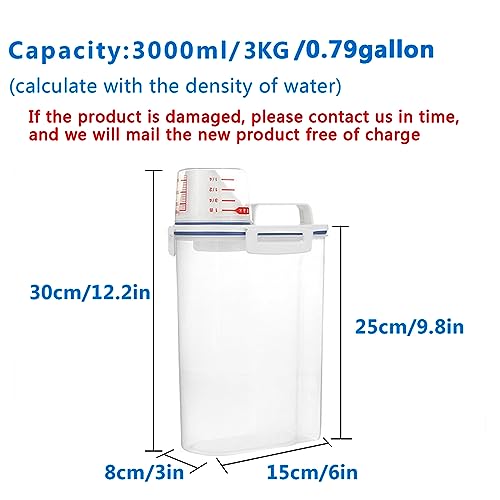 5.5 Lbs Plastic Transparent Tank, Rice Storage Barrel, Household Food Container Grain Storage Box for Oatmeal, Grain, Cereal, Pasta, Flour (6 Packs) | BPA Free, Airtight Lid, See Through, with Pouring Spout, for Kitchen Pantry Dry Food Grain Oatmeal Pet D