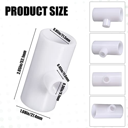 Outus 50 Pack Chicken Waterer PVC Tee Fittings, Fully Automatic Poultry Waterer PVC Fittings for Threaded Chicken Water Nipples, Cups, Drinker, Feeder, Duck, Quail, Turkey Coop Accessories, White