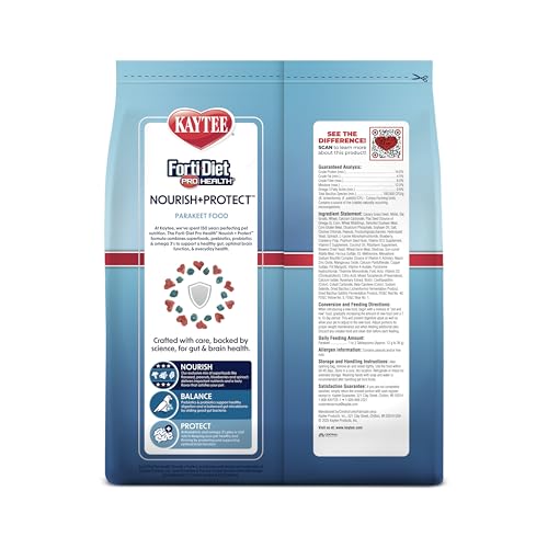 Kaytee Forti-Diet Pro Health Nourish+Protect Parakeet Food, 4 Pounds | Balanced digestion daily. Parakeet seed with superfoods. Prebiotics, probiotics, small bird food - size: 64 Ounce (Pack of 1)
