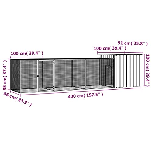 Large Galvanized Steel Chicken Coop for Adult Chickens and Ducks, Expandable Weatherproof Poultry Pen with Secure Locking System and Ventilation - color: Grey, size: 35.8 x 157.5 x 39.4 in