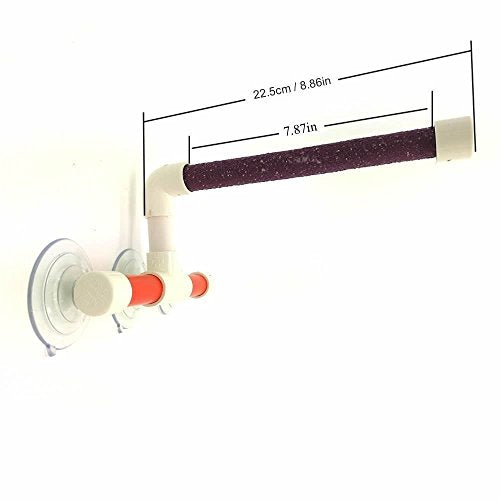 Bird Shower Perches, Protable Bird Shower Stand with Suction Cup Scrubbing Wooden Stick Creative Fold Away Window Stand (Scrub Wooden) Non-Slip