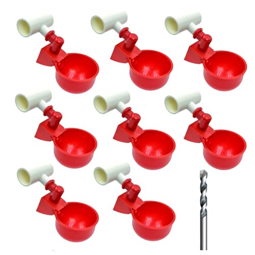 8 Pack Automatic Chicken Waterer Cups with 1/2" PVC Tee Fittings Chicken Water Cups, Chicken Water Feeder, for Chicks, Duck, Goose, Turkey. Poultry Waterer Feeder Kit - size: 8