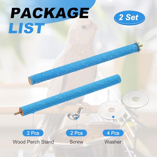 Bird Perch Stand, Colorful Paw Grinding Stick, Wood Rough-surfaced Perch Parrot Stand 25 x 2 Cm, (Blue, 2 Pcs), Intended for Home/Animal Parks/Pet Stores - color: Blue, size: 25 x 2 cm / 9.84 x 0.71 inch