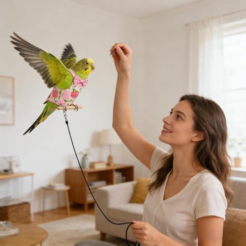 Bird Flying Suit Reusable Washable Pet Parrot Suit | Bird Traction Rope for Macaws Sparrow Parakeet Lovebird Conures Cockatiels - color: apple