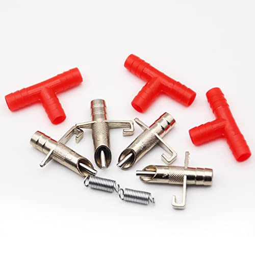 50PCS Rabbit Nipple Waterer Automatic Drinking System | with Spring & T-Tubing for Rabbits, Guinea Pig, Rat, Mouse and Rodent, Wire Cage Compatible, 5/16" ID (Red)