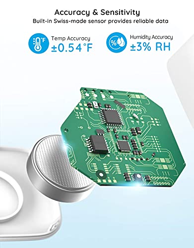Govee Smart Bluetooth Thermometer Hygrometer, Mini Humidity Sensor 2 Pack | Monitor temp/humidity with alerts, 262ft range. Export 2-yr data, precision sensor, portable. For greenhouse & incubators