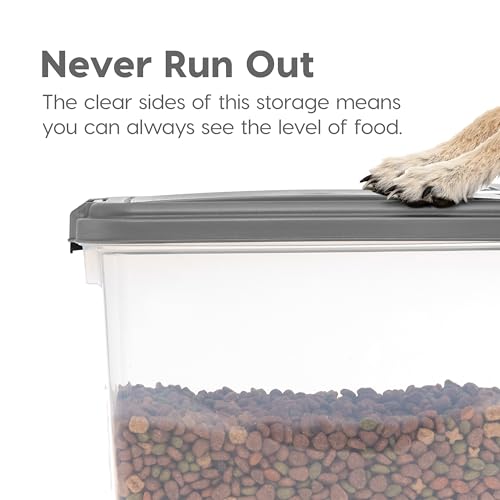 IRIS USA Dog Food Storage Container, Up to 30+11 lbs, Dark Gray | Made in the USA, Includes 2-Cup Scoop & Wheels, Airtight Seal, BPA-Free, Bird Seed, Cat food, Cat Litter, Treats, Toys - color: Dark Gray
