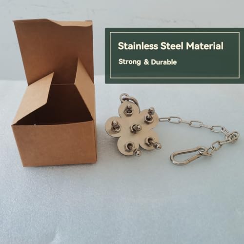 JSLZF Stainless Steel Parrot Toy, Hanging African Grey Chew Toy for Bird, Non-Removable Cap Nuts Foraging Bird Toy for Conure, Cockatiel, Parakeet, Cockatoo, African Grey