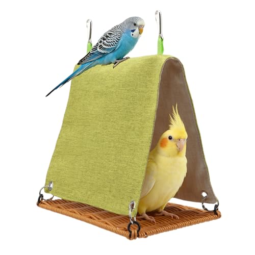 Hypeety Bird Nest Tent Cozy Hanging Snuggle Bed Hut for Cage, Green, L | Warm bed, washable, with hanging hooks, bird cage accessories, soft canvas, for cockatiel/lovebird/conure/budgie, green, L - color: Green, size: L