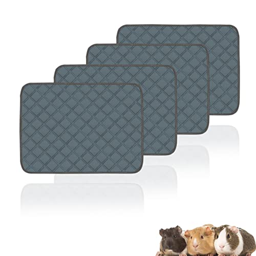 4 Pack Guinea Pig Cage Liners Washable Guinea Pig Bedding Reusable Waterproof Super Absorbent Guinea Pig Pee Pads Anti Slip Mat for Small Animals Rabbit Hamster Rat - 24" x 18" - color: Dark Grey, size: 24" x 18" (4 Pack)