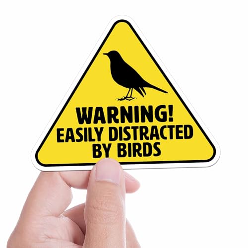 Easily Distracted by Birds Sticker for Hydroflask Water Bottle - Funny Birding Quote Laptop Decal - Cute Birdwatching Gift for Bird Nerds