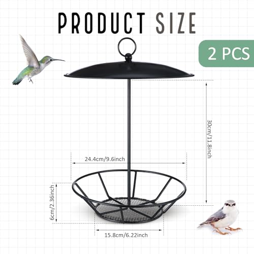 2 Pcs Cylinder Bird Feeder Outdoor Seed Cake Feeder Metal Suet Cake Holder Backyard Wild Birdfeeding Bird Feeders for Outdoors Garden(Black) - color: Black