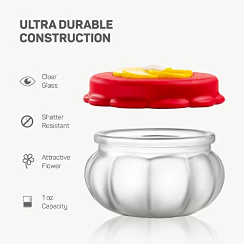 Handheld Small Glass Hummingbird Feeders (Set of 4) with Window Suction Mount Base - Window/Handheld or Tabletop Mini Hummingbird Feeders for Outdoors - style: 4 Hand Feeders + suction cup