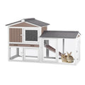 Outdoor Rabbit Hutch with No-Leak Plastic Tray, Expandable Chicken Coop, Large Run Space for Bunny, Guinea Pig, Duck, and Small Animals - color: Brown